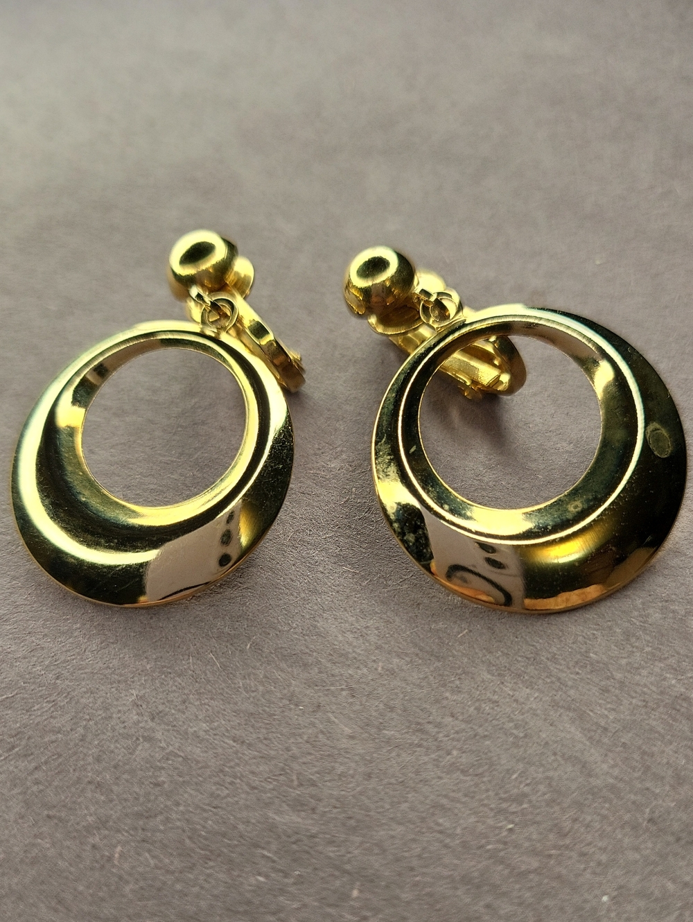 Gold-Tone Circular Drop Clip-On Earrings